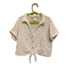 Kirious Los Angeles White Button Up Top Size S Short Sleeve Cotton
